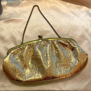 Vintage “budd” gold leather clutch bag